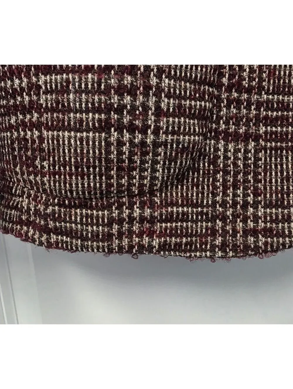 Eleventy Textured Plaid Blazer Prince of Wales Unlined size 50R Burgundy Maroon